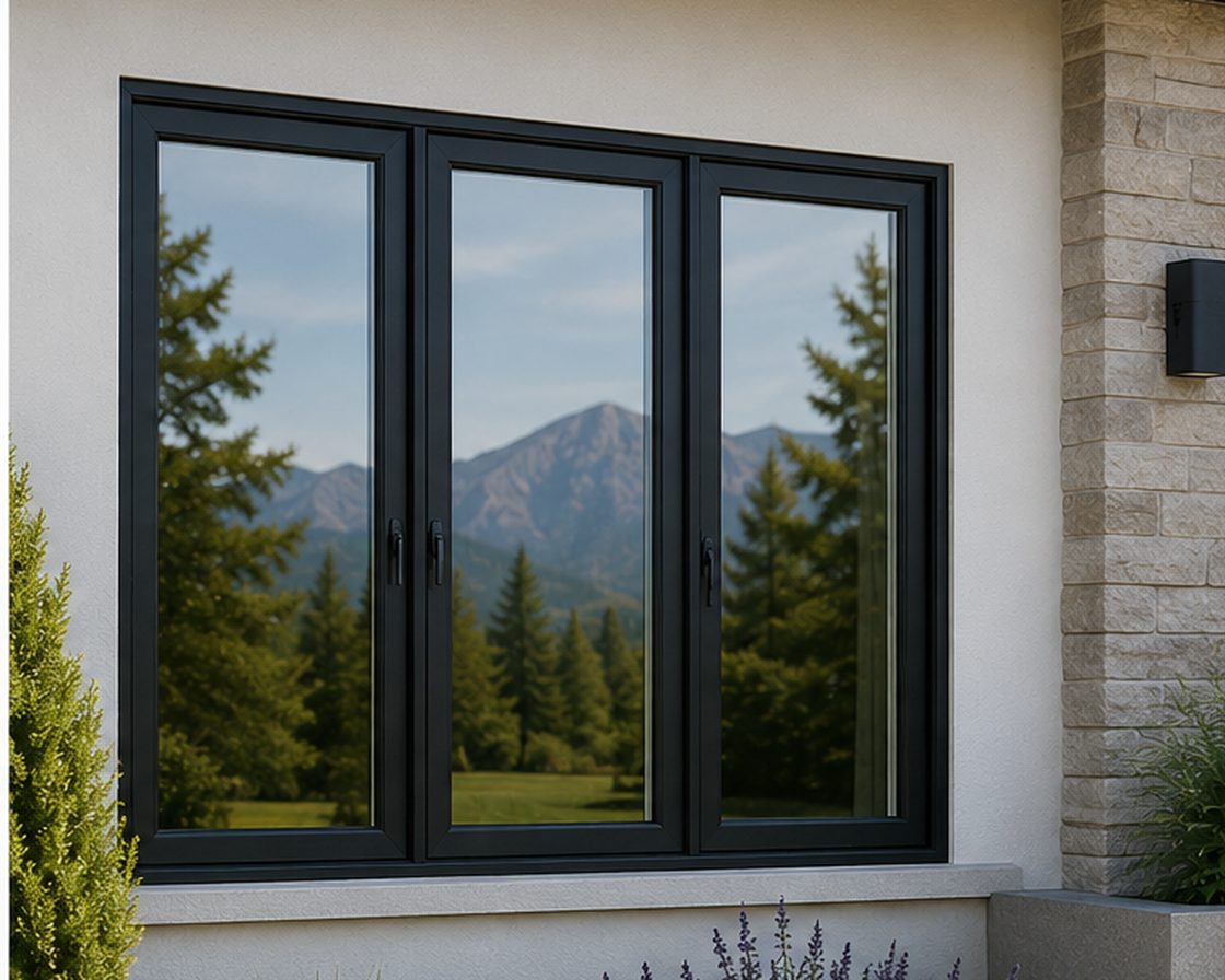 Dark-framed window with Low-E glass
